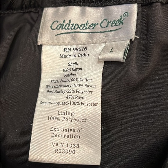 Black Velvet Patchwork Maxi Skirt Boho Indy Forest Fairy Coldwater Creek Large - Picture 3 of 13